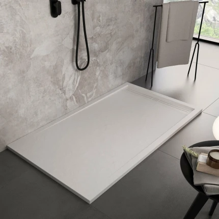 Piatto Doccia In Marmoresina Bianco Effetto Pietra Cemento GRID