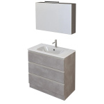 Mobile Bagno A Terra 80cm Con Specchiera Cemento Grigio Caldo DUBON - immagine 4