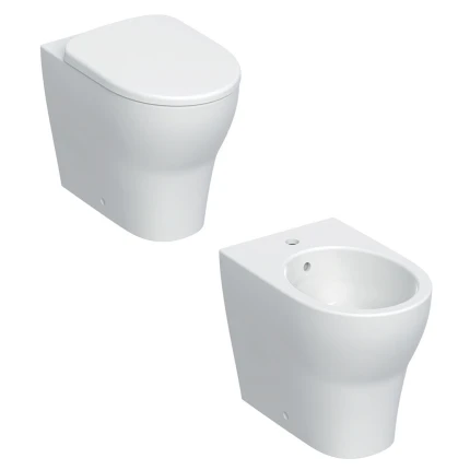 Coppia sanitari   Set vaso a pavimento a Geberit Selnova, vaso a cacciata, a filo parete,