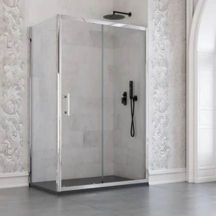 Box Doccia Angolare Scorrevole Trasparente Con Lato Fisso H190cm 6mm BIG