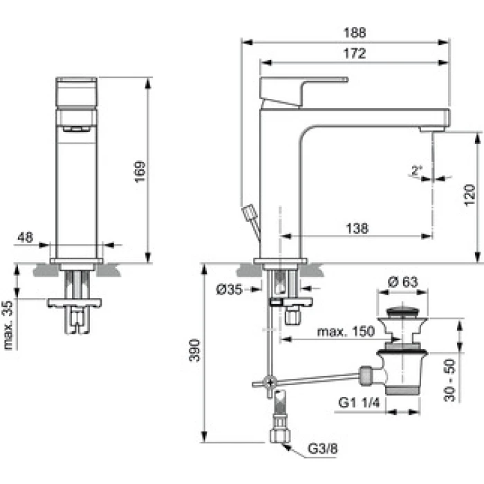 Ideal Standard  LAVABI | EDGE | Miscelatore (Grande) monocomando lavabo - immagine 4