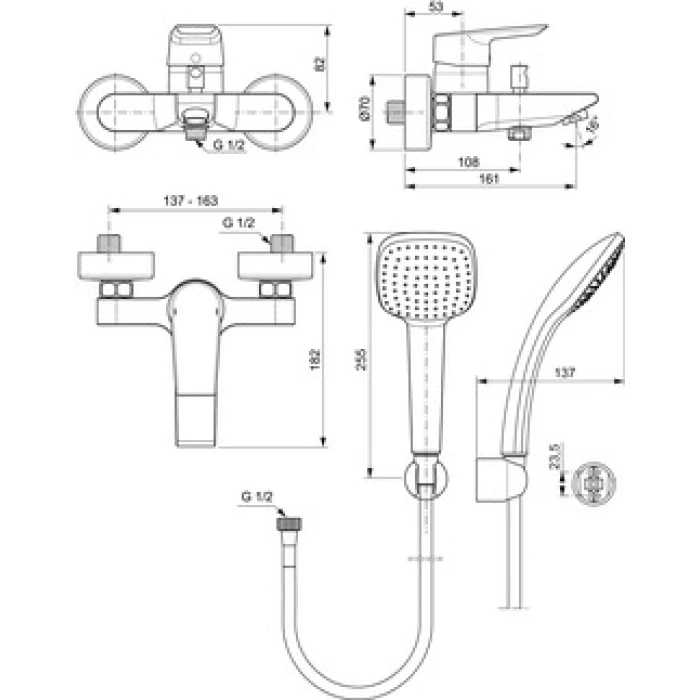 Ideal Standard DOCCIA | CERAMIX | Miscelatore per esterno vasca/doccia - immagine 2