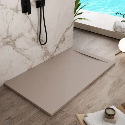 Piatto Doccia colore Sabbia In Marmoresina Effetto Pietra Cemento VINCENT