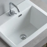Mobile Lavatoio Sospeso Di Design Con Lavandino Senza Strizzatoio Olmo Scuro - immagine 4