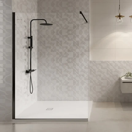 Box Doccia Walk In Con Profili Neri H195 Osiride Black 120 140