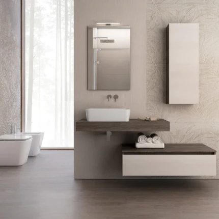 Composizione Bagno Sospesa Da 110cm Legno Rovere Duo-751