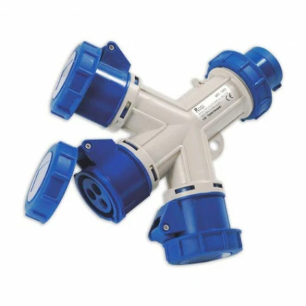 1452 - MOLTIPLICATORE MOBILE A 3 USCITE 200-250V SERIE 13 IEC 309 - CLASSE DI PROTEZIONE IP67 - FORNITO SENZA CAVO - ROSI