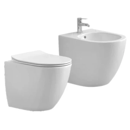 Sanitari a pavimento filo muro colore bianco serie New Luna