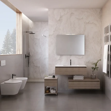 Mobile bagno sospeso 120 rovere trance chiaro con lavabo DUO-754C