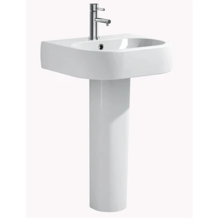 Lavandino sospeso bagno 61x49 con colonna bianco serie Shady
