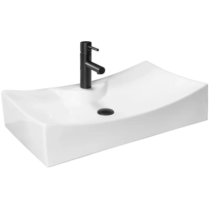 Lavandino rettangolare da appoggio 66x40 con foro rubinetto
