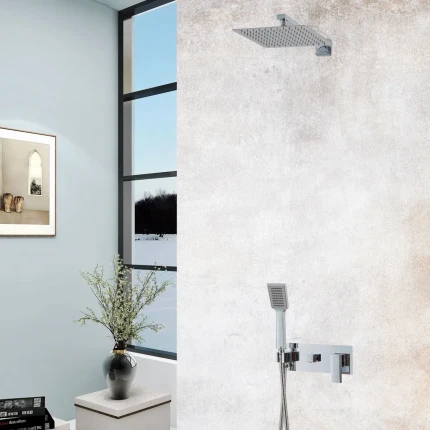 Kit doccia di design Soffione 20x20 - Braccio Doccia - Miscelatore | POSEIDON