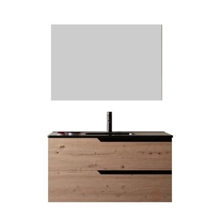 Mobile bagno 80cm Sospeso Rovere LAVABO NERO OPACO Cartagena - JAGUAR