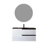 Mobile bagno 80cm Sospeso Bianco Porcellana Lavabo nero Opaco - JAGUAR - immagine 3