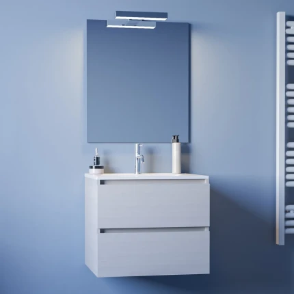Mobile bagno 60cm sospeso due cassetti Bianco