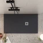 Piatto doccia nero in marmoresina con griglia inox e piletta STAR PLUS - immagine 2