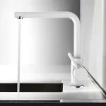 Rubinetto Miscelatore cucina bianco con canna orientabile - immagine 3