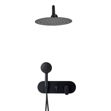 Kit doccia nero di design Soffione 20 - Braccio Doccia - Miscelatore | ARMONIA
