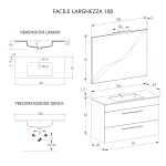 Mobile bagno sospeso 100cm con specchio cemento legno e lava FACILE - immagine 2