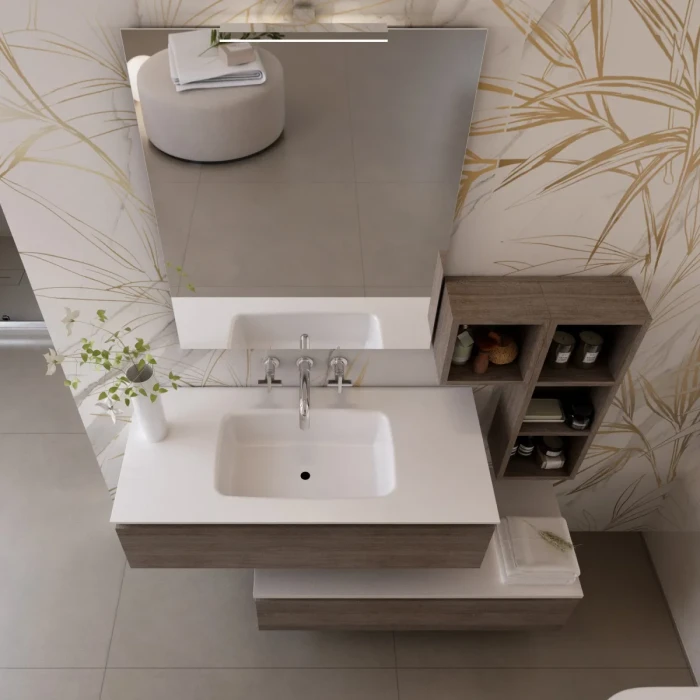 Mobile bagno sospeso 120cm effetto legno rovere scuro Duo 192 - immagine 2