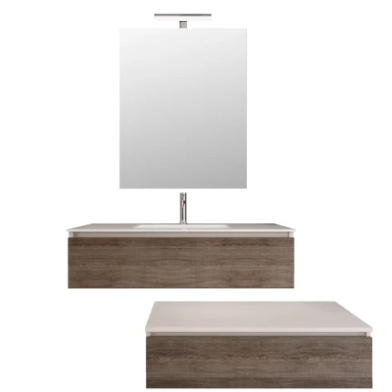 Mobile bagno sospeso 120cm effetto legno rovere scuro Duo 192