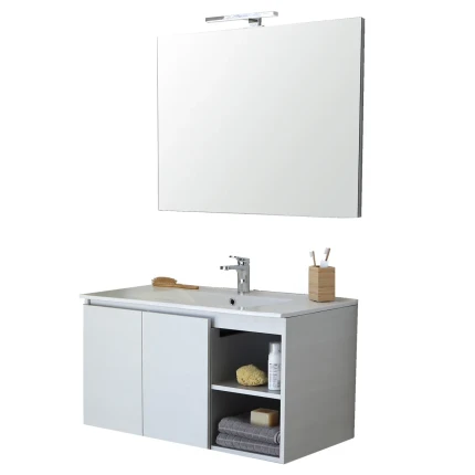 Mobile bagno sospeso 90cm bianco promenade con specchio ALBA 90