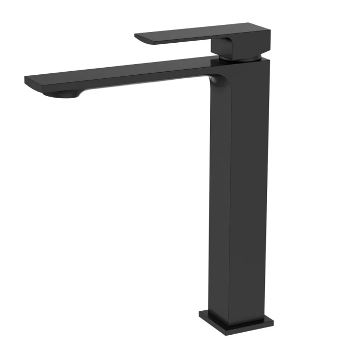 Miscelatore canna alta quadrato nero per lavabo design TBOL - immagine 1