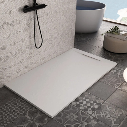 Piatto doccia in marmoresina bianco scarico laterale | Piletta Gratis------