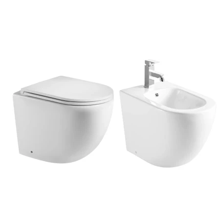 Coppia sanitari wc e bidet senza brida tornado MOON