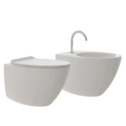 Coppia sanitari sospesi colore bianco serie Comfy