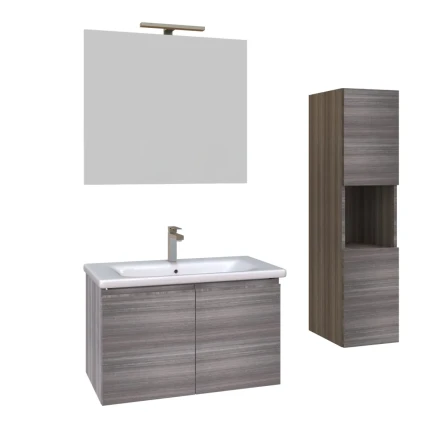 Composizione bagno sospesa 80cm grigio con colonna DUO-219C-EG