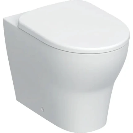 Set vaso a pavimento a cacciata Geberit Selnova a filo parete, scarico orizzontale o verticale, fissaggio nascosto, Rimfree, con sedile del vaso