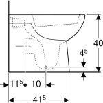 Vaso a pavimento a cacciata Geberit Selnova a filo parete, scarico orizzontale o verticale, fissaggio seminascosto Sezioni: - immagine 5