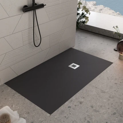 Piatto doccia in marmoresina Nero effetto pietra cemento PLUS