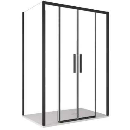 Box doccia due lati con profili neri ingresso centrale LAGOA-DUO
