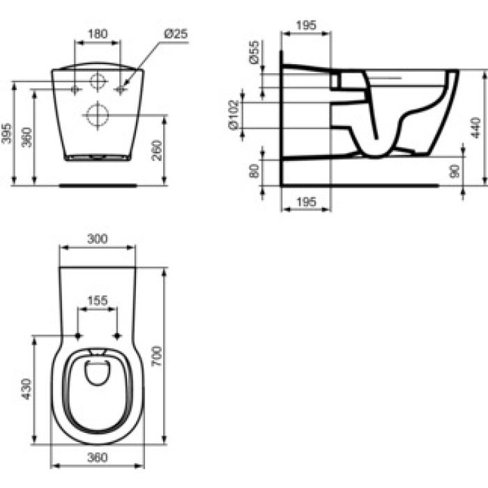 Vaso sospeso profondità 70 cm rimless - immagine 6