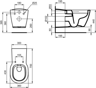 Multibrand_Multisuite_Multiproduct_PrListDrw_NN_POR;IS;Matura;ConnectFreedom;E8198;E8194;wh-bowl70-rimless Vaso sospeso profondità 70 cm rimless - immagine 6